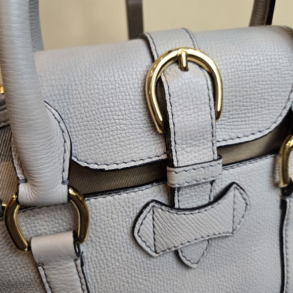 Burberry MILVERTON bag satchel check plaid gray leather NO STRAP - Picture 7 of 13